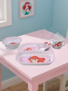Disney Bộ đồ ăn hình nàng tiên cá hoạt hình gồm 1 đĩa ba ngăn, bát có đế hút, cốc học hai tai, thìa và dĩa, đồ dùng ăn uống bền chắc. - Nhiều màu - Xem 7