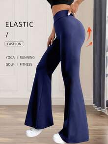 3pcs High Waist Solid Color Flare Pants, Stretchy Yoga Flare Pants, Women Sports Wear - Multicolor - View 7