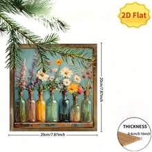 1 pezzo Decorazione da parete in stile country in legno a tema primaverile - Decorazione da parete, adornata con fiori e vegetazione primaverili vivaci. Ideale per decorazioni da esterno, temi country e regali per le festività di primavera. Decorazione da parete per esterni | Decorazione da parete in stile country, pendente decorativo per soggiorno e bagno - Multicolore - Visualizzare 7
