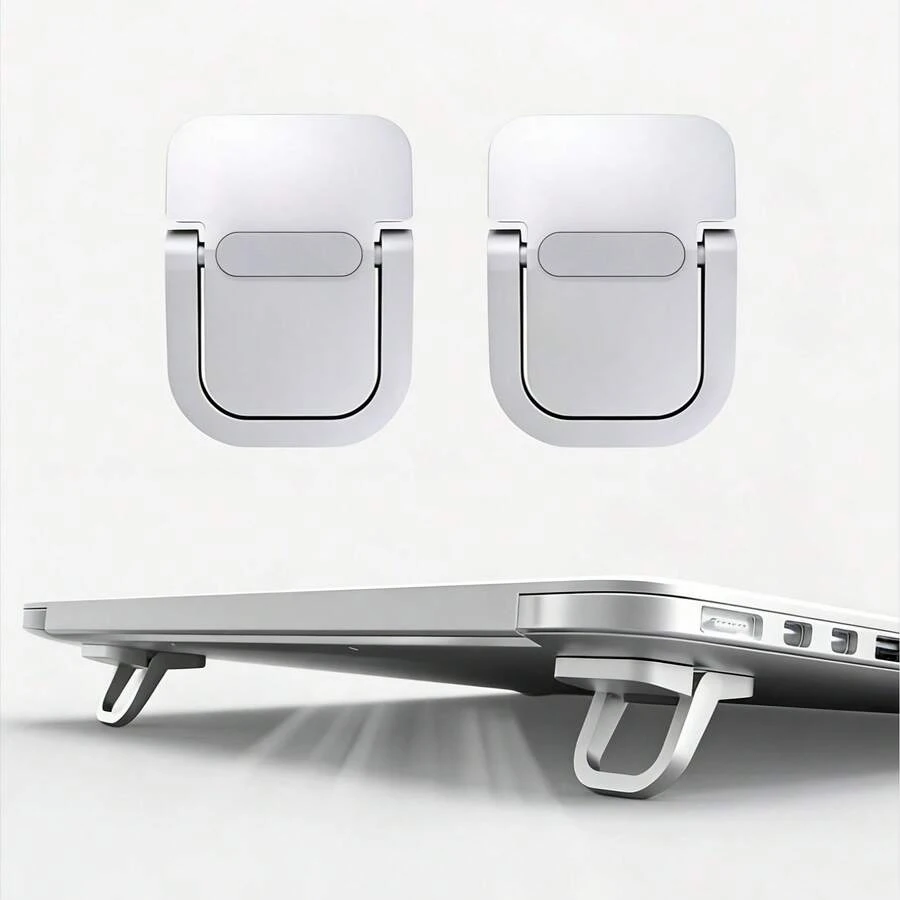 1pc Foldable Ergonomic Laptop Stand - Slim Portable Hanging Ventilated Non-Slip Holder For 10-17 Inch Devices, Elegant Desktop Space-Saving Accessory