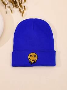 1pc European And American Men And Women Popular Melting Smiling Face Embroidered Knitted Hat, Pullover Warm Wool Hat - Knitted Face - View 12