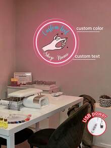 Letrero de luz de neón personalizado, arte de uñas de neón, letrero de luz de neón impreso con UV, letrero de bienvenida al salón, letrero iluminado por USB con diseño genial, letrero de salón de belleza, letrero de salón de uñas, regalo para mujeres - Luces de neón para decoración de uñas 2 - Ver 3