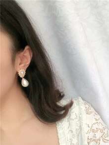 Oval Retro Elegant Luxury Exquisite Double-Layer Faux Pearl Necklace And Earrings 3-Piece Set, Suitable For Women's Daily Wear, Banquet, Wedding, Vacation, Can Be Given As Birthday, Holiday, Mother's Day, Girlfriend, Friend Gift - Multicolor - View 4