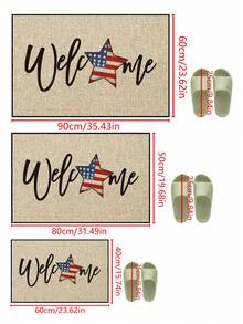 1pc Independence Day Minimalist Star Welcome Pattern Doormat, Funny Minimalist Style Short Plush Quick-Dry Non-Slip Washable Entrance Mat, Home Decor, Soft Furnishing, Suitable For Kitchen, Bathroom, Dining Room, Entryway, Party, Gathering, All Seasons, Yard Decor - 1PC - View 3