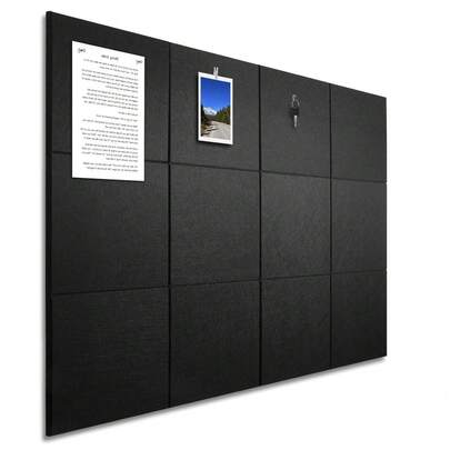 6 Pack Felt Wall Tiles Cork Board 11.8x11.8 Inch, Large Black Cork Bulletin Board For Walls, Pin Board Tack Board For Office Home