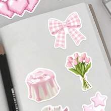 50pcs Cute Pink Girl Stickers, Elegant & Adorable Style, Waterproof & Durable For Water Bottles, Laptops, Phones, Skateboards, Journals, Scrapbooks - C - View 8