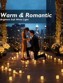 6/12/24pcs Warm Color Flameless LED Candles, Battery Powered, Realistic Candle Appearance, Warm White Light, Suitable For Wedding, Christmas, Romantic Candlelight Dinner, Valentine's Day Decoration - Big Tea Wax - View 4