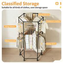 6-Arm Foldable Clothes Drying Rack With Wheels, 360° Single/Double Layer Rotating Clothes Drying Rack, Heavy-Duty Hexagonal Clothes Drying Rack, Easy Assembly Without Tools, Multi-Functional Clothes Drying Rack, Suitable For Balcony, Bedroom, Indoor And Outdoor Use. - Black Double Layer - View 3
