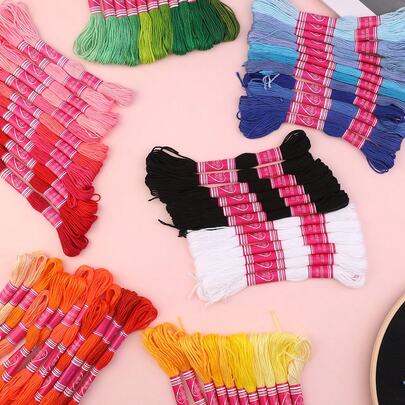 12 cuộn chỉ thêu chữ thập nhiều màu sắc, chỉ dệt thủ công, thích hợp cho thêu chữ thập, làm vòng tay (Đóng gói dạng vỉ)