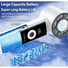 Kipas Genggam Portabel Turbo Bertenaga Baterai 3600mAh dengan Pendingin Es, Pengaturan Kecepatan Tanpa Langkah 199 Tingkat. Kipas Genggam Multifungsi 3-in-1 dengan Teknologi Pendingin Turbo Canggih, Ideal untuk Aktivitas Luar Ruangan, Perjalanan, dan Penggunaan di Pantai. - Handheld - View 6
