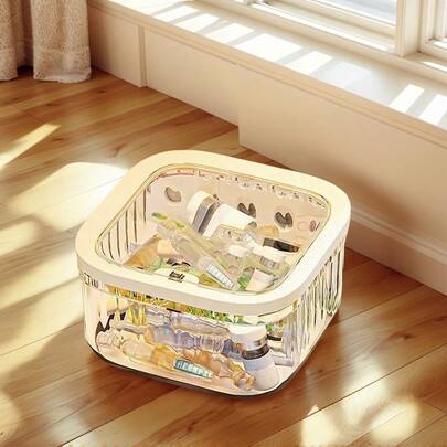 Large Capacity Multi-Function Pressing Storage Box With Lid, Dust-Proof & Moisture-Proof, DIY Decoration, Hair Accessories/Miscellaneous Storage, Convenient Wide Opening, Space-Saving