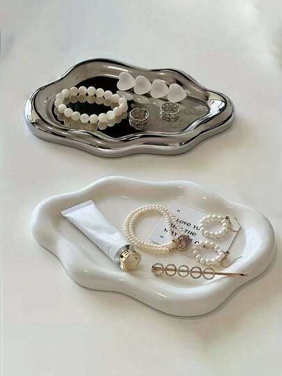 Modern Jewelry Organizer Tray - Elegant Necklace, Bracelet And Earring Display Stand - Durable ABS Resin Vanity Tray - Great Gift For Boyfriend, Girlfriend, Christmas, Birthday, Wedding, Valentine's Day - Vanity, Office Desk And Party Decor - Jewelry Holder, Jewelry Box, Storage, Bathroom, Jewelry Organizer