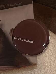 1pc Retro Brown English Round Expandable Foldable Slouchy Phone Holder, Compatible With Apple, Minimalist Aesthetic Adhesive Stand - Multicolor - View 6