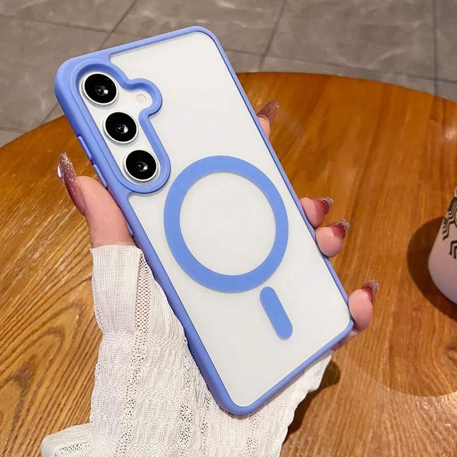相容於 Galaxy A56 A36 A26 A16 A06 S26 S25 FE A57 A37 A17 A07 的手機殼,強磁吸附保護殼,薄型防震外殼,相容於 S26 Ultra S25 Ultra S24 Ultra S23 Ultra,半透明硬質背板 - 遠峰藍 - 查看 1