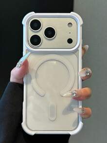 适用于 17/16/15/14/13 Pro Max 的磁吸透明防摔手机壳,支持无线充电,防震保护套 - 白色 - 查看 4