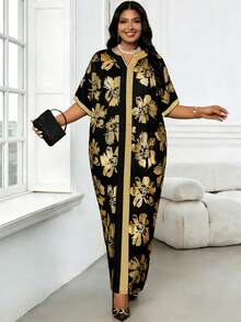 大码女式春夏渐变黑金数码印花连衣裙，适合各种场合，如节日、毕业典礼、返校派对、约会度假等，尽显优雅气质。 - 彩色 - 查看 6