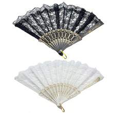 1/2 chiếc quạt gấp cầm tay ren đen trắng phong cách Trung Hoa cổ điển thanh lịch, phụ kiện Hanfu/sườn xám, đạo cụ chụp ảnh tua rua cổ điển cho tiệc tùng và vũ hội, hoàn hảo cho quạt mùa hè (không có tua rua ở đáy) - nhiều màu - Xem 14