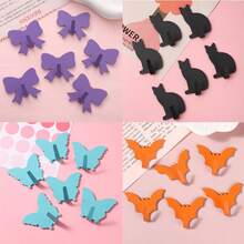Butterfly-Shaped Decorative Wall Hooks In 1/3/5 Packs, No Drilling Required, Minimalist Style. Can Be Used To Hang Keychains, Coats, Towels, Hats, Jewelry, Umbrellas, Etc. Suitable For Living Rooms, Bedrooms, Offices - Pink - View 11