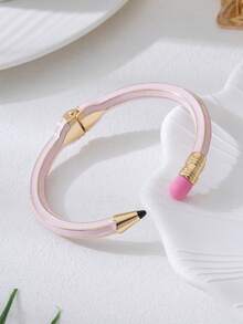 1pc Colorful Short Pencil Bangle Bracelet, Springy Open Cuff, Sweet Retro Style, Gift For Teachers, Sisters, Parties - Bracelet - View 12