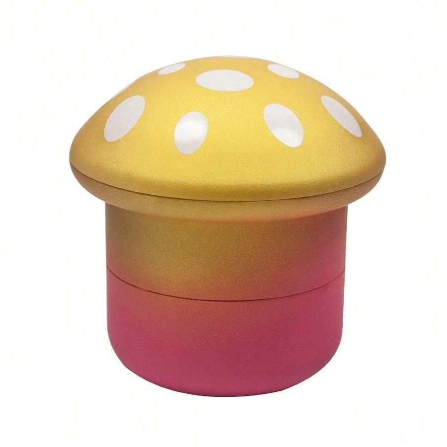 70mm Mushroom Shaped Spice Grinder With Handle, Zinc Alloy 4-Layer Herb Crusher, Unique Painting Grind Mill For Dry Herbs, Gift For Men Women - 黃色 - 查看 1