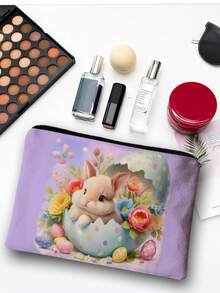 1个化妆包，兔子花帽复活节彩蛋图案，拉链封口，男女通用，多功能旅行收纳/日常使用，轻便可机洗，时尚洗漱包，情人节、婚礼、新年、生日礼物 - 彩色 - 查看 7
