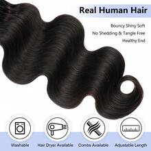 Tóc nối kẹp kiểu sóng thân Brazil, tóc thật 8 miếng, tóc Remy, tóc nối kẹp cho nữ, màu đen tự nhiên, tóc nối thật. - S1B - Xem 7