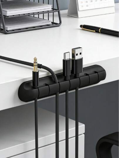 1个塑料理线器，带3/5/7个孔，多功能理线槽，塑料粘性充电线固定器，USB线缆固定器，生活工具配件