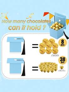 Hộp kẹo hình mũ tốt nghiệp (50/15 cái/1 cái), đồ dùng tiệc tốt nghiệp năm 2025, hộp kẹo quà tặng tốt nghiệp phù hợp cho tiệc tốt nghiệp. - Hộp màu xanh nhạt + tua rua màu đen - Xem 6