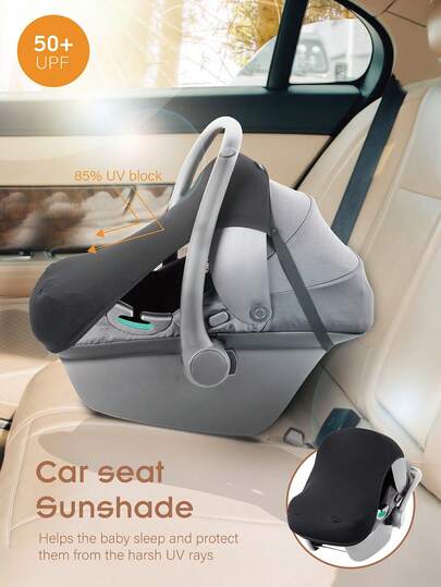 1Pc Breathable Baby Car Seat Cover, 2 In 1 Stretchy Carseat & Stroller Canopy, UV Protection Lightweight With 190G Mesh Covers For Infant Unisex, Quick-Attach & All-Season Use For Baby's Cozy Travel