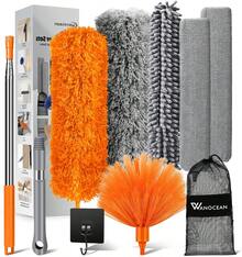 Extendable Feather Duster 10PCS Bendable Microfiber Duster With Extension Pole Up To 100 Long Dusters For High Ceiling And Fans Mum Cobweb Brush - Orange - View 9