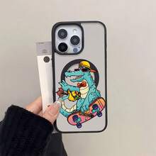 Genial cocodrilo azul andando en patineta con pájaro.funda de teléfono Fundas compatibles con ,Apple,VIVO,OPPO,,, y Honor.Fabricadas en silicona TPU,ofrecen protección contra golpes y caídas. - Negro - Ver 2