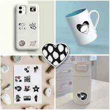 50pcs Y2K Style Black & White Girl Graffiti Stickers, Suitable For DIY On Water Bottles, Computers, Notebooks, Phones, Luggage, Refrigerators, Storage Containers, Etc. - A - View 5