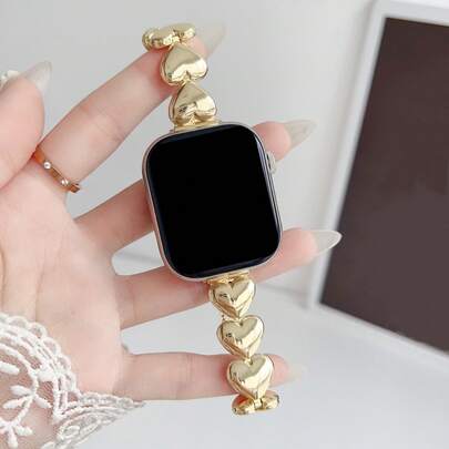 1pc Heart Design Stainless Steel Watchband Compatible With Apple Watch As A Gift For Students Returning To School Valentines