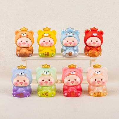 2 hộp đựng tiền hình heo con, phụ kiện trang trí DIY bằng nhựa hình hoạt hình, mô hình mini 3D, mặt dây chuyền trang trí nhà cửa, quà tặng sinh nhật, tốt nghiệp (màu ngẫu nhiên)