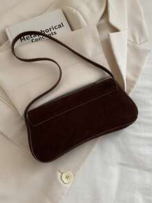 2025年秋季新款韩版时尚独特腋下包，时尚单肩包，带锁扣，小方包 - 咖啡 - 查看 7