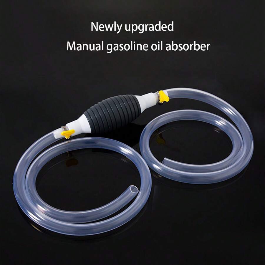A Multifunctional Portable Suction Pump With An Extendable PVC Hose, Suitable For Transferring Natural Gas, Petroleum, Water And Fuel. Compact Design With Adjustable Flow Control Knob, Available In Black And White Colors. - A - View 1