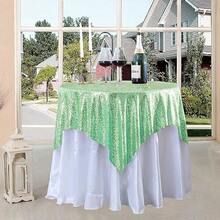 Sequin Tablecloth Square Mint Green 50X50 Inch Glittering Shimmer Tablecloth for Wedding Baby Shower Birthday Party Dinners Sparkly Tablecloth - Verde menta - Ver 8