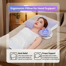Butterfly-Shaped Memory Foam Pillow Neck Support Pillow For Small Body Anti-Collapse Ergonomic Pillow For Deep Sleep Cervical Spine Protection Breathable Comfortable Bed Pillow - 紫色 - 查看 3