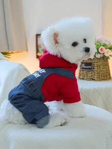 1件宠物服装狗狗背带裤，小型犬服装 - 趣味背带裤 - 藍色 - 查看 6