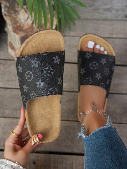 Retro Floral Pattern Soft Cork Outsole. Comfortable And Non-Slip Sole, Suitable To Pair With Jeans, Dresses, And Various Global Styles