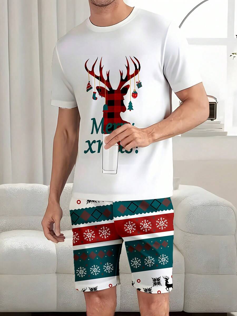 Ensemble de pyjama renne de Noël pour homme - Couleurs mélangées - Voir 1
