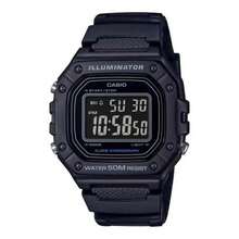 Casio All-Black Retro Square Digital Watch 50M Waterproof LED Backlight Alarm Stopwatch Multifunctional Student Sports Wristwatch - one-size - View 6
