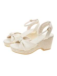 Women's Platform Wedge Sandals, European And American Cross-Border Plus Size Wedge High Heel Sandals, Rope Platform Fashion High Heel Sandals, Slip-On Wedge Sandals, Wedge Buckle Sandals - Beige - View 6