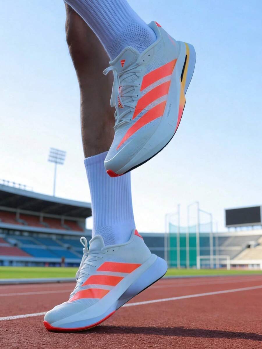 adidas Adizero Boston 13 運動輕盈健步透氣 低筒 休閒訓練跑步鞋 男款 - 白紅橙 - 查看 1