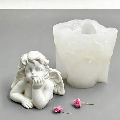 Cute Angel Shaped Candle Silicone Mold, DIY Handmade Candle, Soap, Fragrance Stone, Plaster, Resin Home Decor Mold