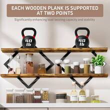 EZIFY 2-Piece Wooden Diamond Floating Shelves, Wall Mounted Space-Saving Anti-Wobble Organizer For Living Room/Bedroom - Brown Two-piece Set - View 7