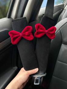 2个装黑色小蝴蝶结汽车安全带肩垫，防滑舒适垫 - 護肩 - 查看 3