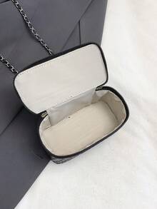 Sac boîte  de couleur unie avec texture tressée et chaîne, mini sac à main et sac bandoulière - Multicolore - Voir 7