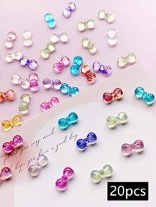 20pcs/50pcs/100pcs Set, Spring And Summer Styles, Transparent Color Bow Design Nail Art Decoration, DIY, Nail Accessories, Tie, Small Fresh, Nail Products, Multiple Color Blends - Multicolor - View 7