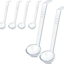 2支装 1盎司迷你汤匙，7.87英寸，透明塑料长柄，非常适合盛放酱汁、汤、蘸酱、潘趣酒、肉汁、鸡尾酒、果汁——派对必备 - 白色 - 查看 8